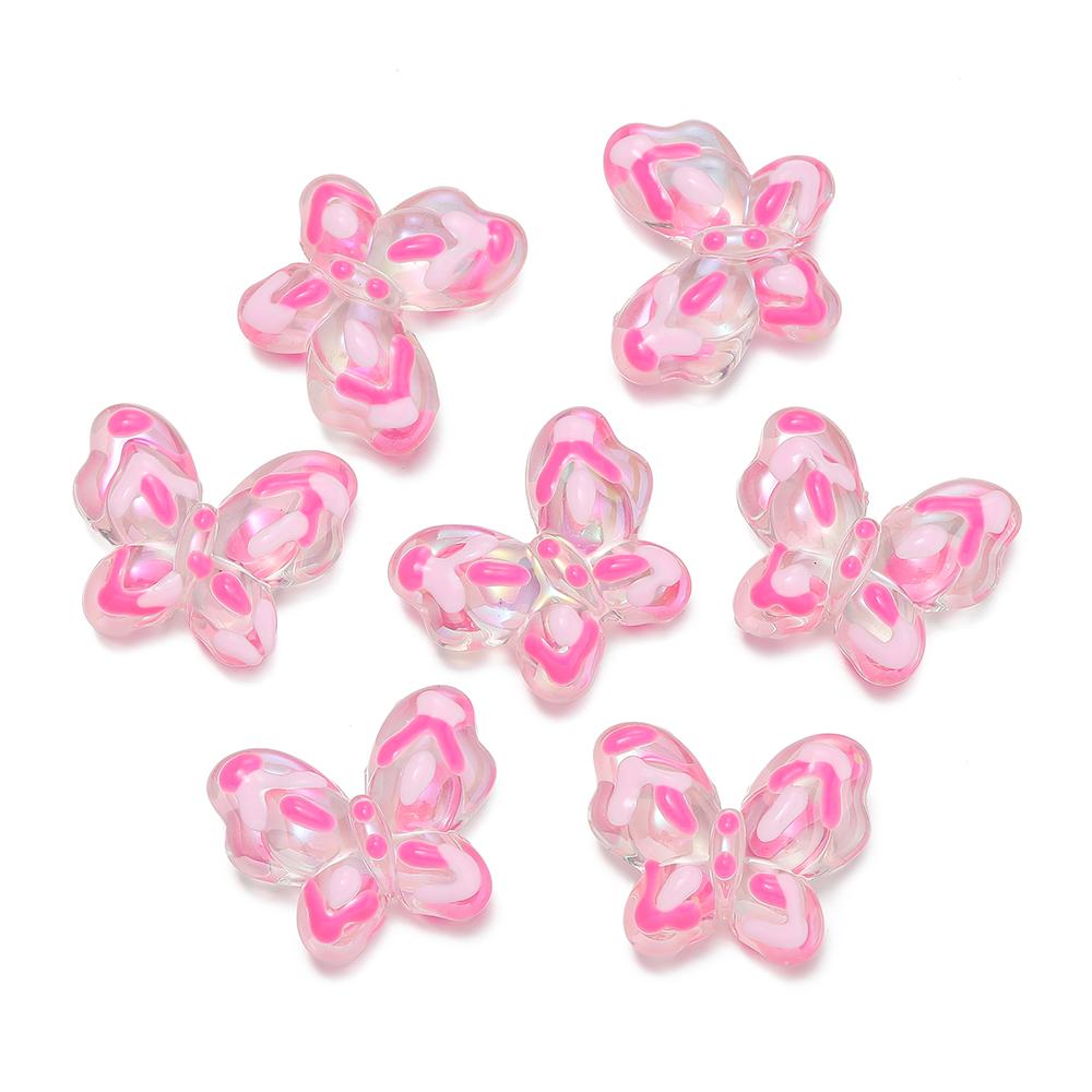 1Pcs Acrylic Hand-Painted Butterfly Beads Colorful Loose Beads for DIY Bracelet Phone Chain Jewelry Making Supplies Findings