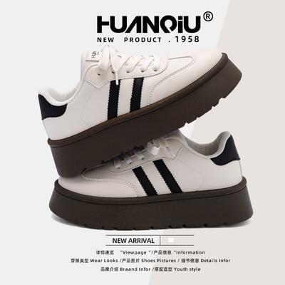 Global Thick Baseplate Shoes Women's Spring XF2413 New Viral Trends Student Shoes Women's Height Increase Versatile White Shoes