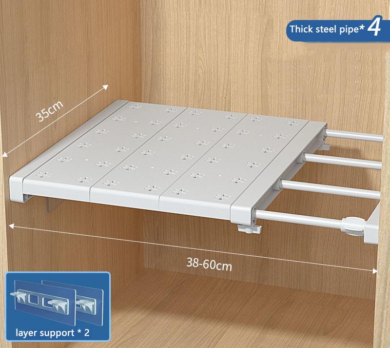 Adjustable Wardrobe Storage Shelves Wall Mounted Partition Layered Rack for the Wardrobe Closet Bathroom Retractable Organizer
