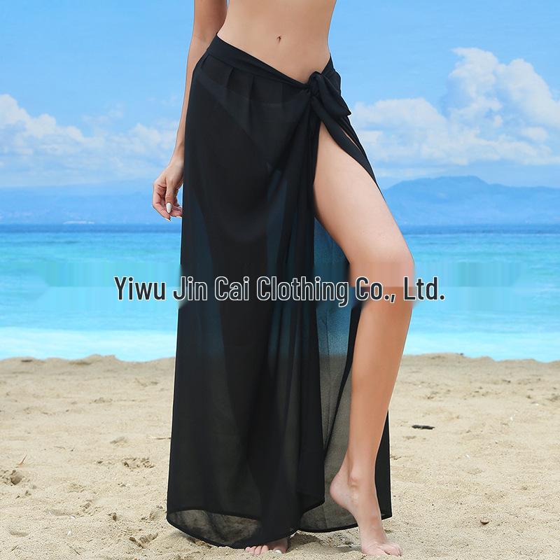 Leopard Print Pearl Chiffon Beach Cover-Up for Sun Protection