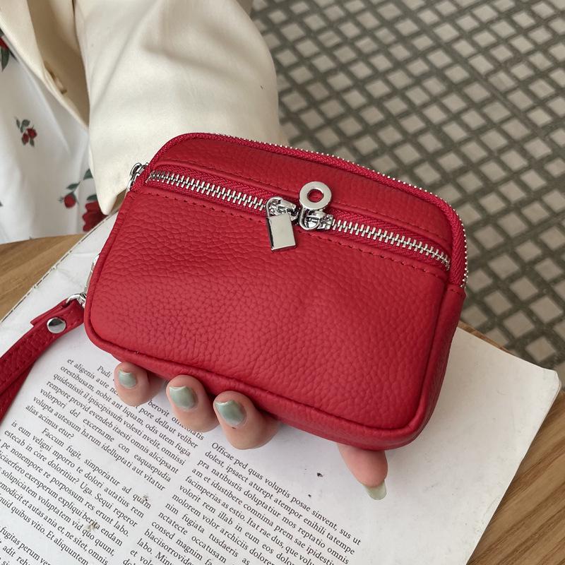 Women's Minimalist Genuine Leather Coin & Key Purse - Double Zipper Design for Lipstick & Coin Storage (2025 Edition)