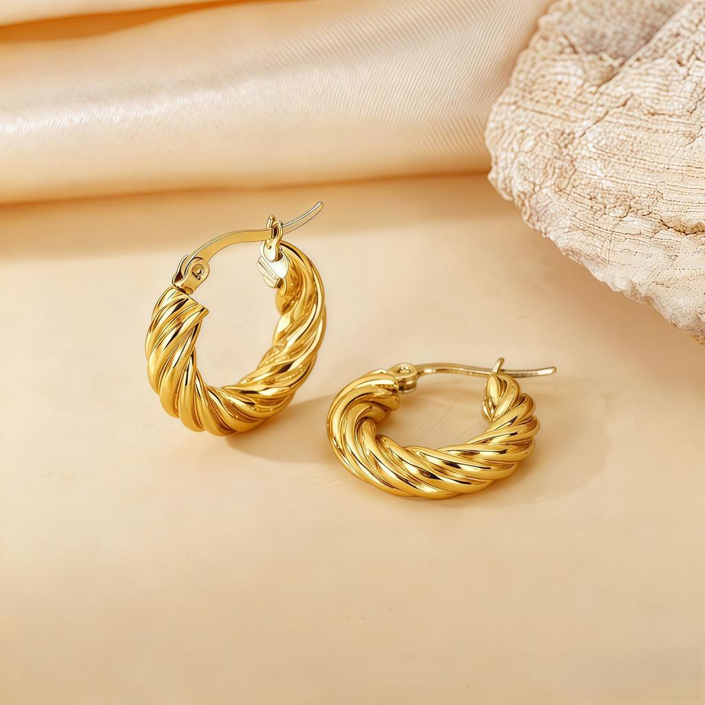 2025 New Style Twisted Titanium Circle Earrings for Women - Low MOQ, Mixed Batch, Dropshipping, Sample Orders Available