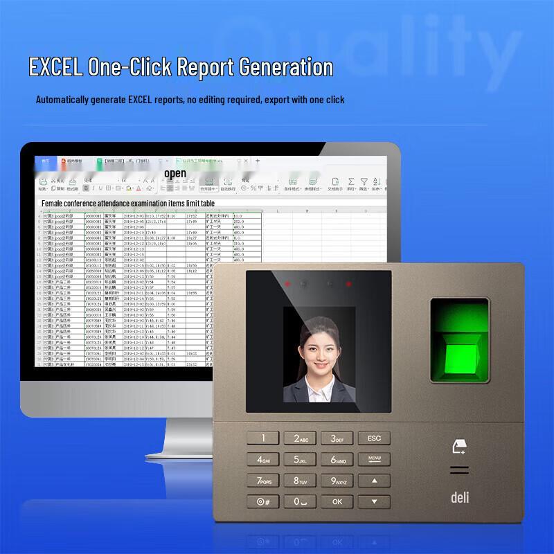 Deli Smart Cloud Face & Fingerprint WiFi Time Clock CN plug (adapter included)