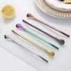 Stainless Steel Straw Spoon for Drinks Reusable Tea Filter Stirring Straws Multi-Functional Leak-proof Drinking Straw for Various Beverages