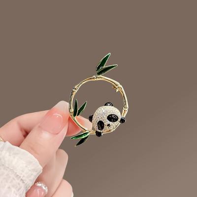 Chinesischer Stil süßer National Schatz Panda Brosche High-End Damen Design Sinn Kreis Bambus Nadel Brosche Kleidung Dekoration