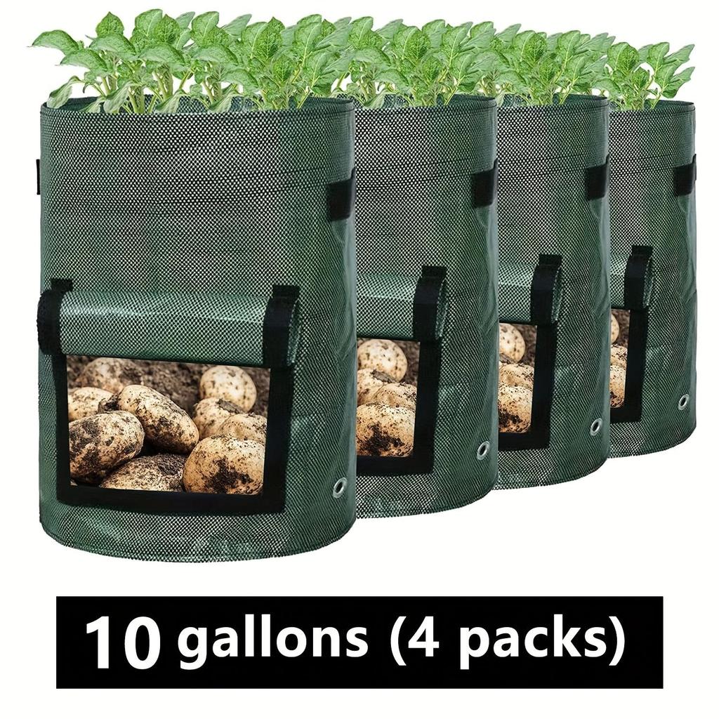 4pcs Potato Grow Bags, Potato Planters With Flap And Handles, Vegetables Garden Planting Bags For Onion, Fruits, Tomato, Carrot (7 Gallon)