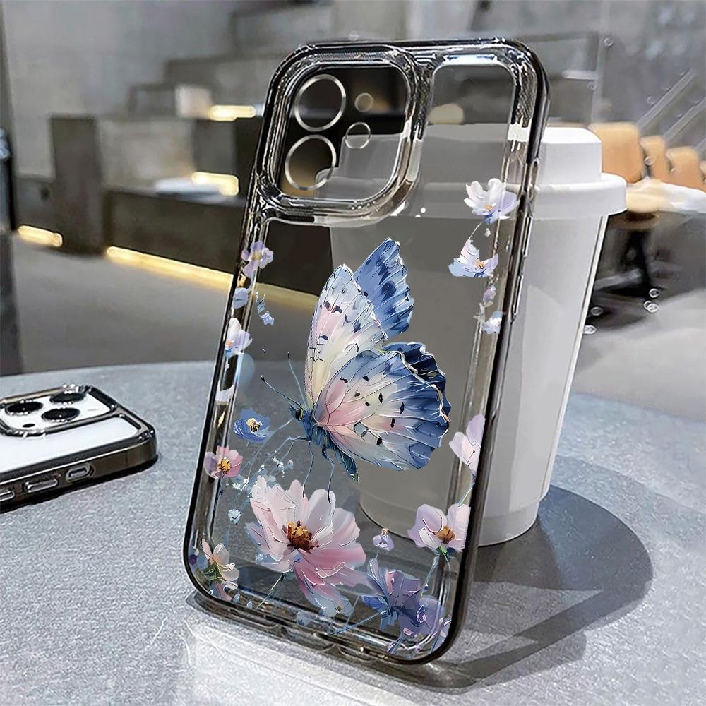 Gold Butterfly Phone Case For iPhone 17 16 15 11 13 12 14 Pro Max 16e Air 7 8 Plus XR SE 2022 2020 Soft TPU Transparent Cover