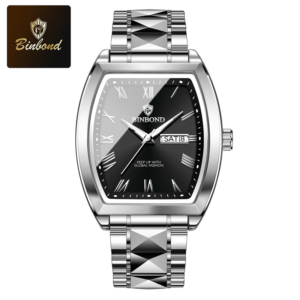 Barrel-shaped men's watches men's high-end business men's watches in the elderly waterproof luminous ten