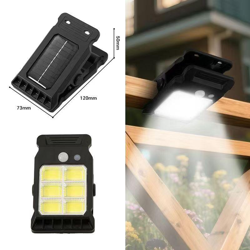 Solar Smart Sensor Clip Light for Outdoor Courtyard & Balcony, No-Drill, 6-Grid