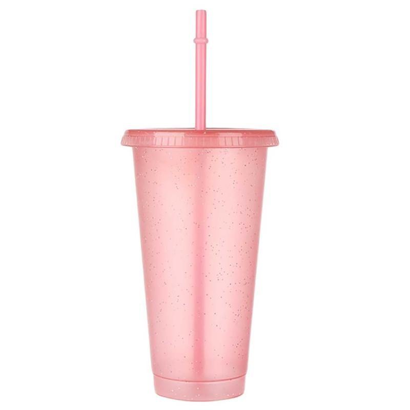 1pcs Summer Creative Water Cup Sequin Glitter Straw Cup Plastic Multi-specification Straw Design Comfortable Straw Cup