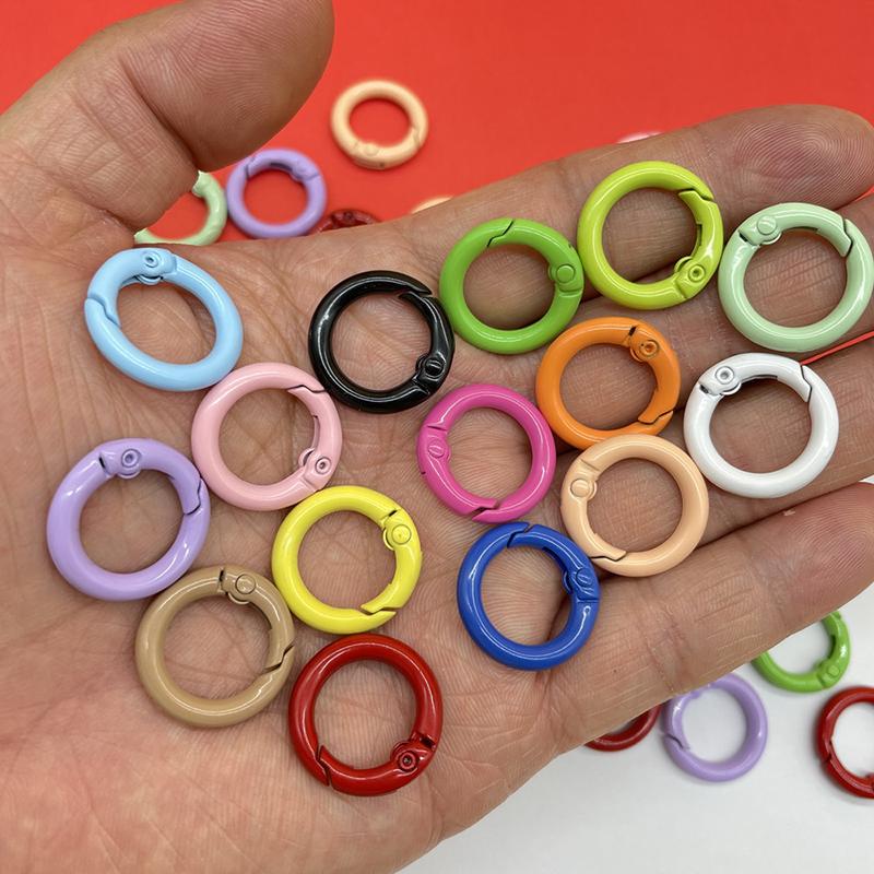 Yogodlns 10/50 Stück Metall-O-Ring, Federverschluss, zum Öffnen, rund, Karabiner, Schlüsselanhänger-Clips, DIY-Schmuck, Schnalle, Verbinder, Taschenzubehör, mehrere Farben