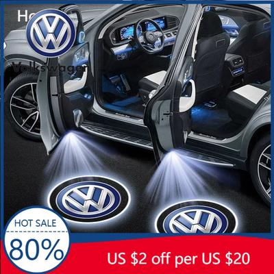 VW For Volkswagen Car Emblem Wireless Courtesy Lamp Auto Door Welcome Light LED Projector For Volkswagen CC R-Line GTI T5 Golf T