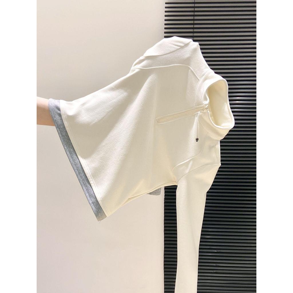 Women's Stylish Contrast Collar Long Sleeve Zipper T-Shirt, Autumn/Winter Brushed Base Layer