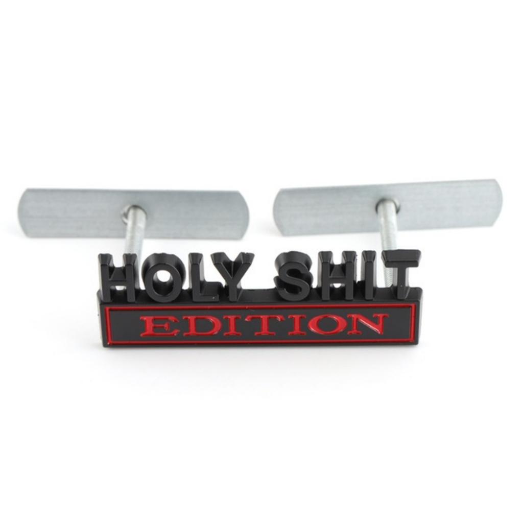 1Pc 3D Metal Holy Shit Edition Logo Car Front Grille Badge Side Fender Rear Trunk Emblem Sticker Decal