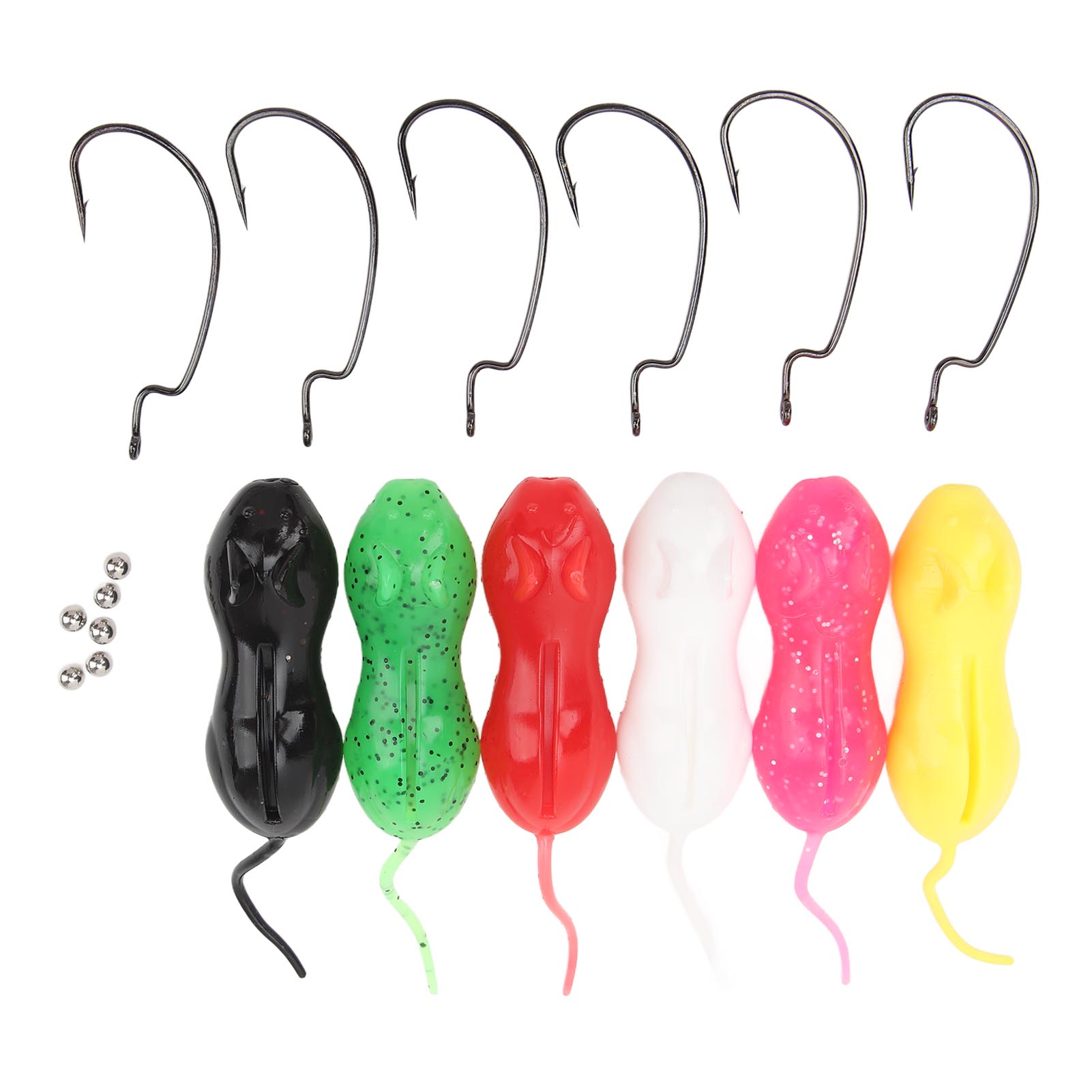 

6Pcs 11cm 16g TPR Simulation Fake Fishing Lures Multi Color Mouse Shape Lures for Seawater Boat Fishing