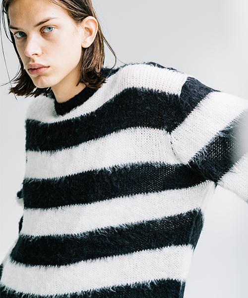 VASTIC Brush Stripe Knit_Black/White