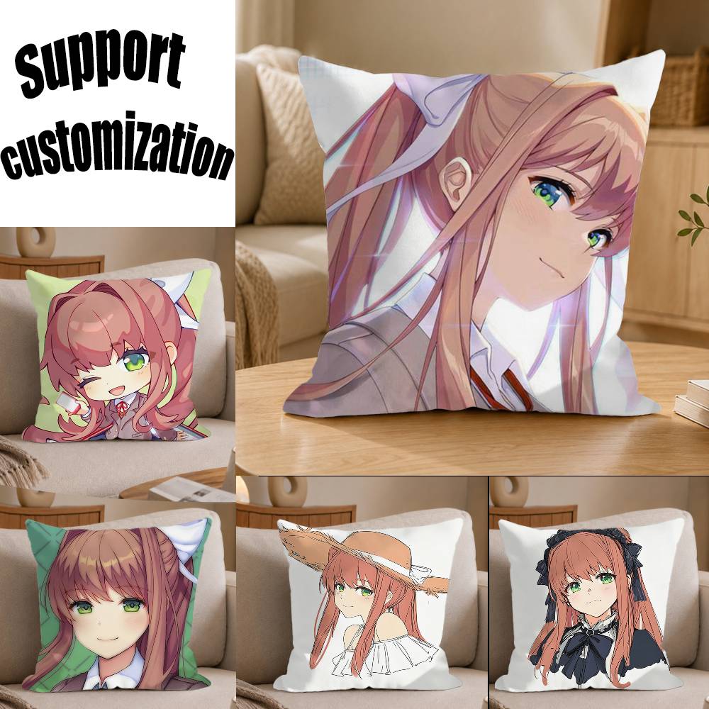 DDLC Game MMonikaChuu Square Sofa Pillow Cover Solid Color Living Room Home Decor Cushion Case