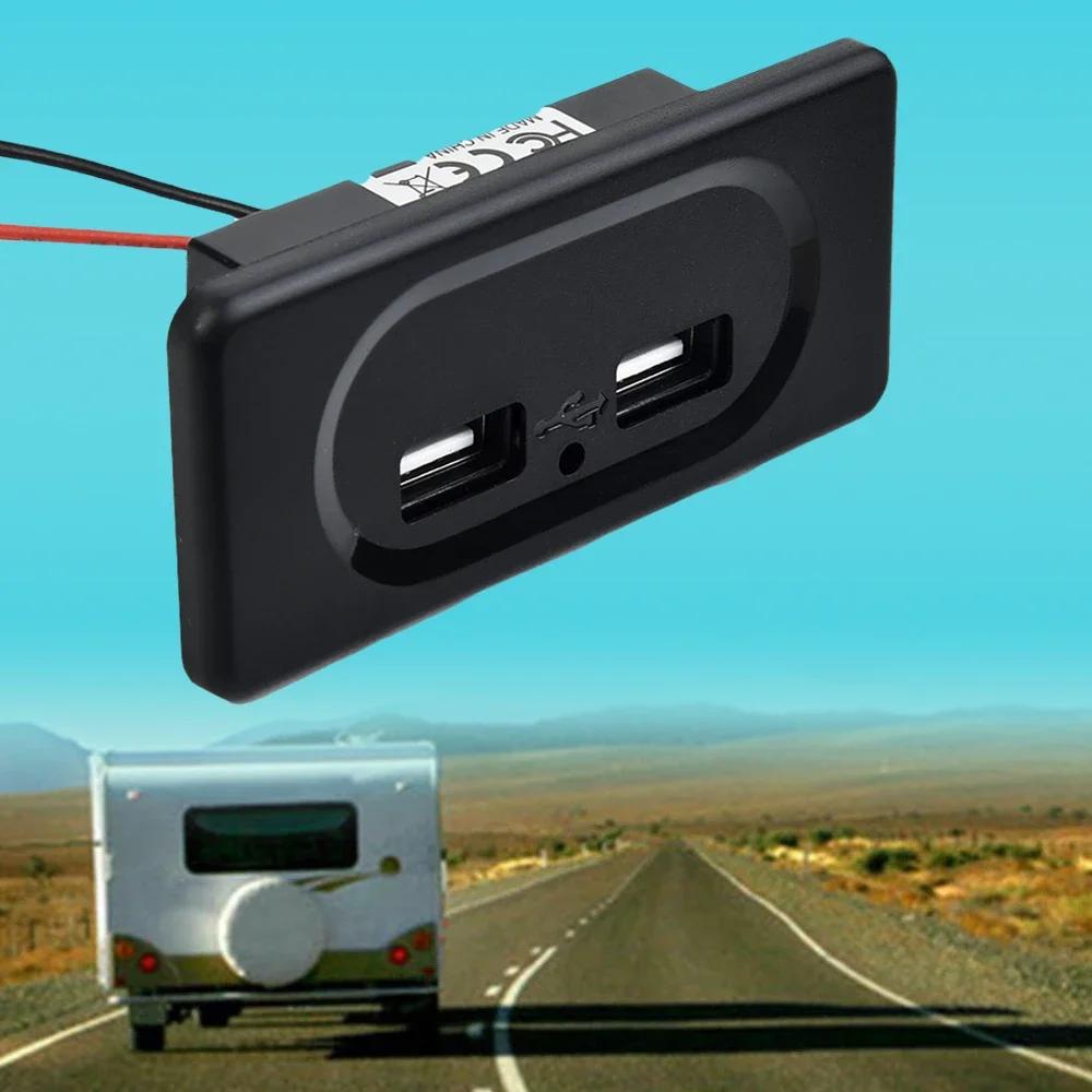 Priză de încărcare cu porturi USB duble pentru camper, pentru RV, autorulotă, camping, caravană, marină, autobuz, DC5V/3.1A, 12V, modificare încărcător