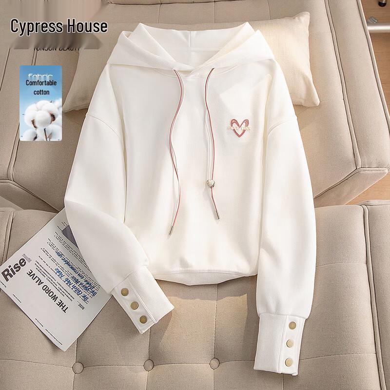 

Women s Academic Style Heart Pattern Hooded Sweatshirt One Size
