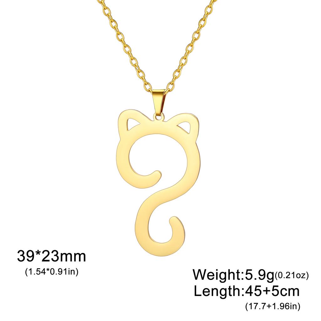Cat Tail Pendant Necklace Stainless Steel Simple and Cute Cat Charm Women's Necklace Elegant Party Gift Jewelry