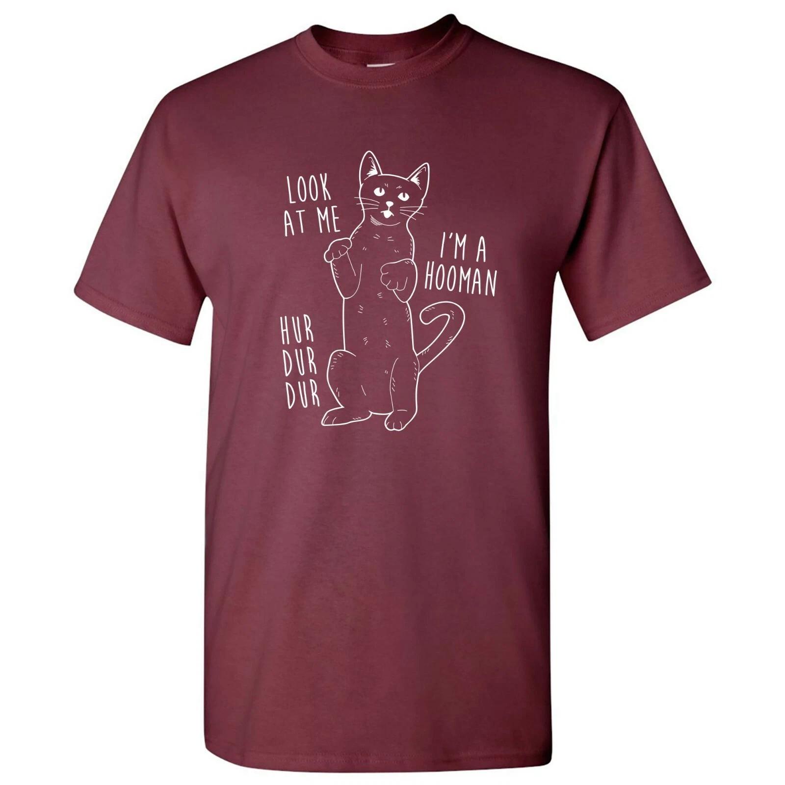 Look at Me I m a Hooman - Funny Crazy Cat Lady Humor Short Sleeve T Shirt XL