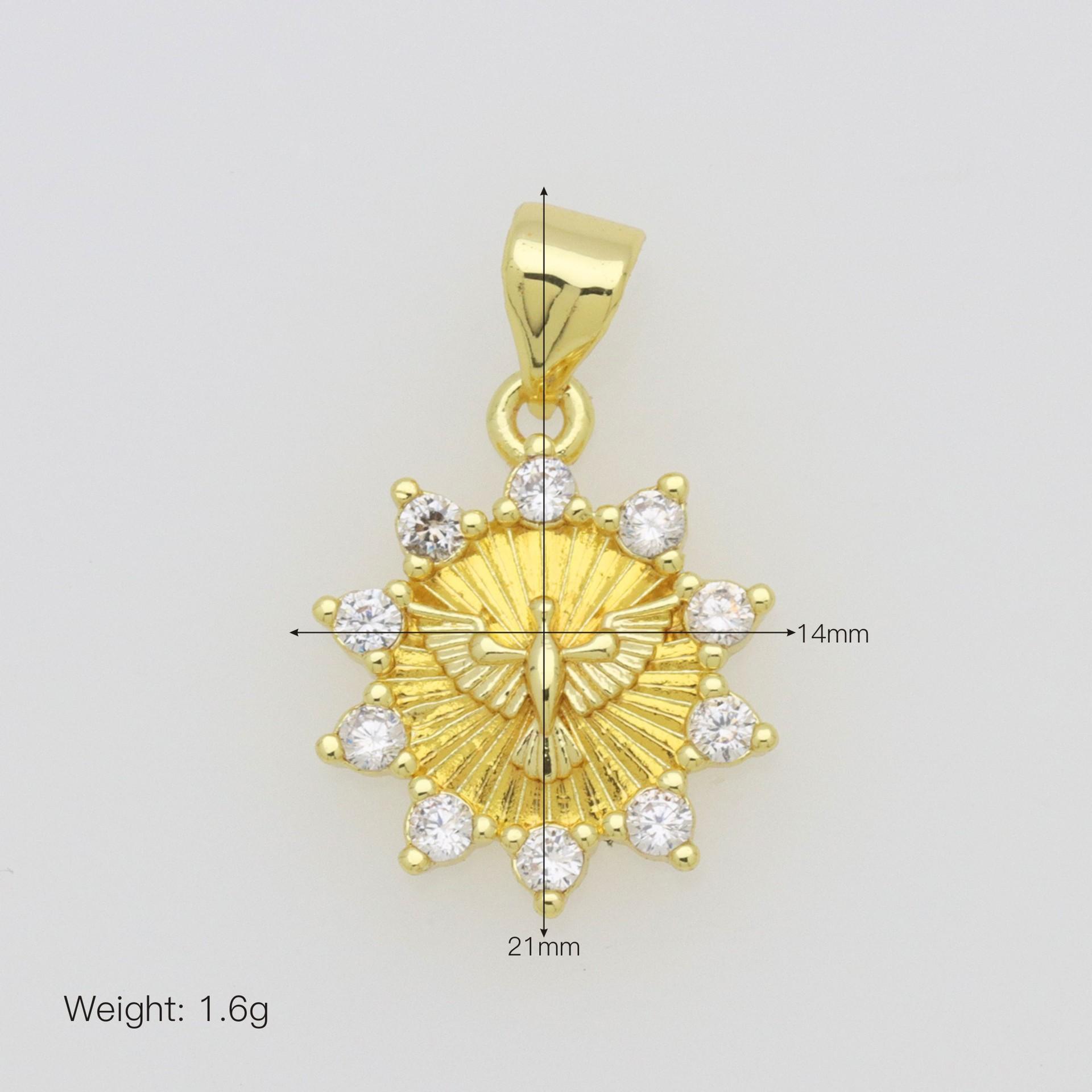 

Дева Мария Креста Циркон Глянцевое Сердце Любовь Медь Позолоченный Кулон Аксессуары