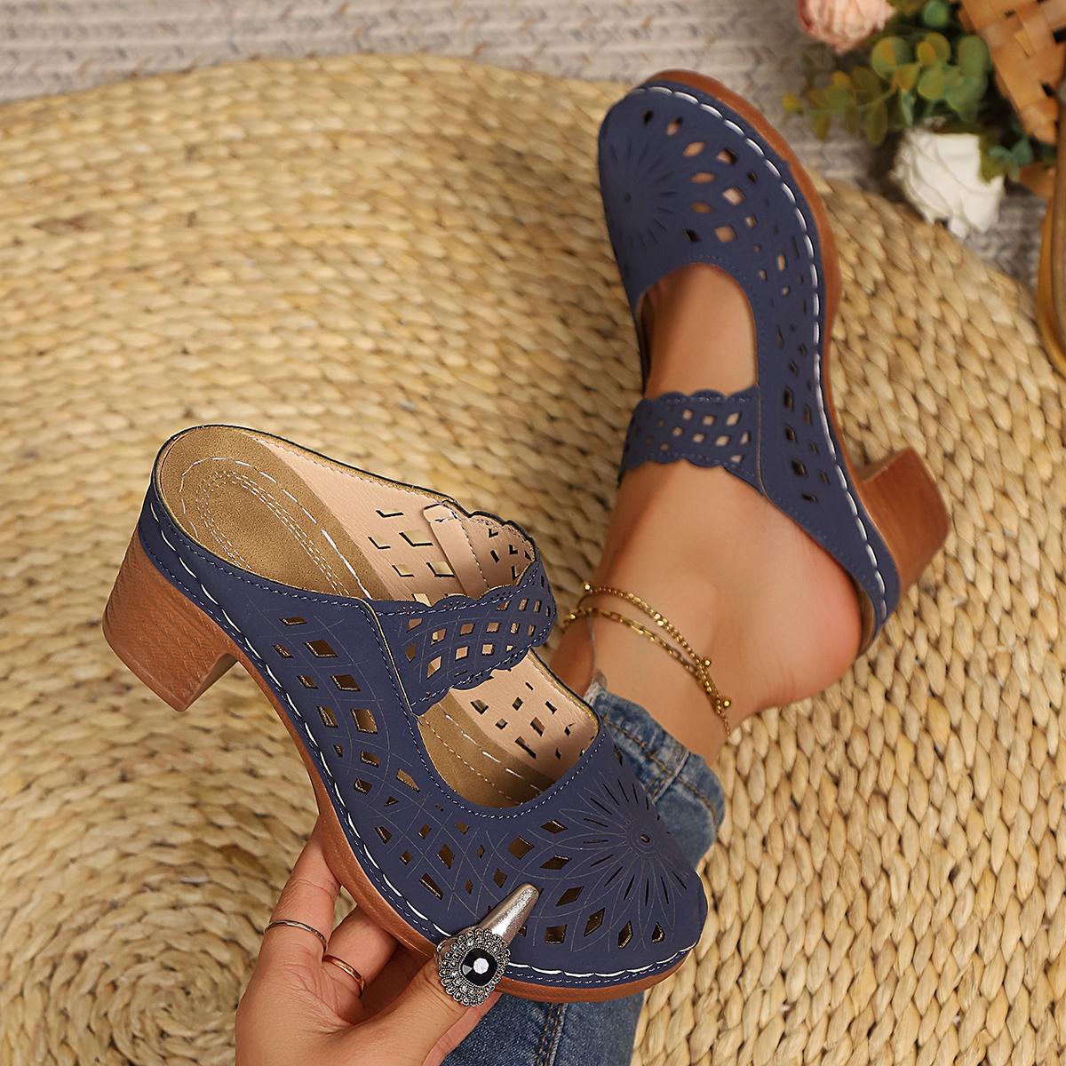 

Модные женские сандалии Летние с открытым носком Роскошные сандалии Женские Большого размера Модные массивные каблуки Удобная обувь для женщин Sandalias De Mujer 43 синий