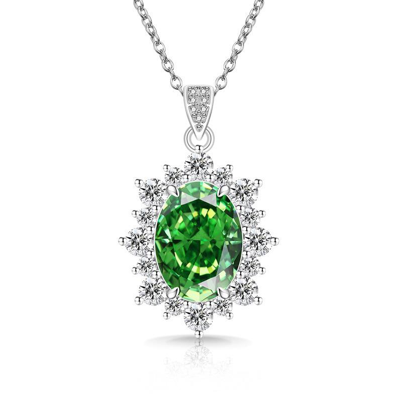 2026 Colored Treasure Ice Flower Cut Oversized Pigeon Egg Necklace Burst High Carbon Diamond Sunflower Pendant