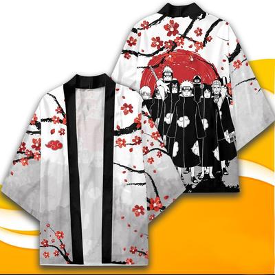 Japon animesi baskı desen hırka erkek moda geleneksel giyim Kimono rahat streetwear Haori Harajuku ceket