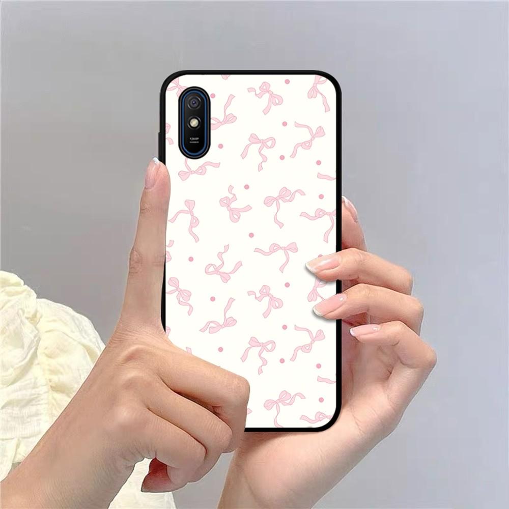 Cute Pink Bowknot Phone Case For Redmi Note 4 X 5 A 6 7 8 T 9 9S 10 11 11S 11Epro Poco M3 Pro