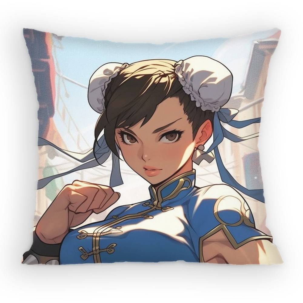 ChunLi Game SStreetFfighters Pillow Case Antidustmite Pillowcase Invisible zipper silky short plush Sofa cushion cover