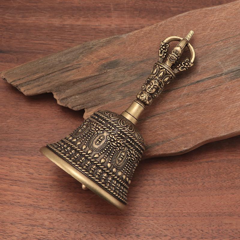 Gold Hand-Crank Brass Bells: Small & Large Vajra, Mealtime, Serving, Class, Reminder