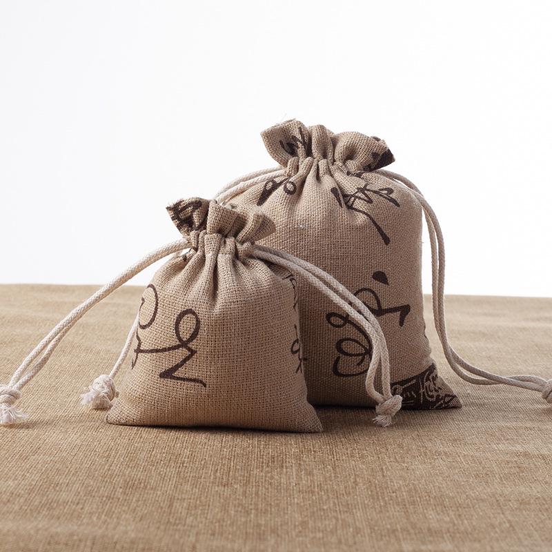 Burlap Jewelry Drawstring Sachets - Handmade Small Wenwan Bags
