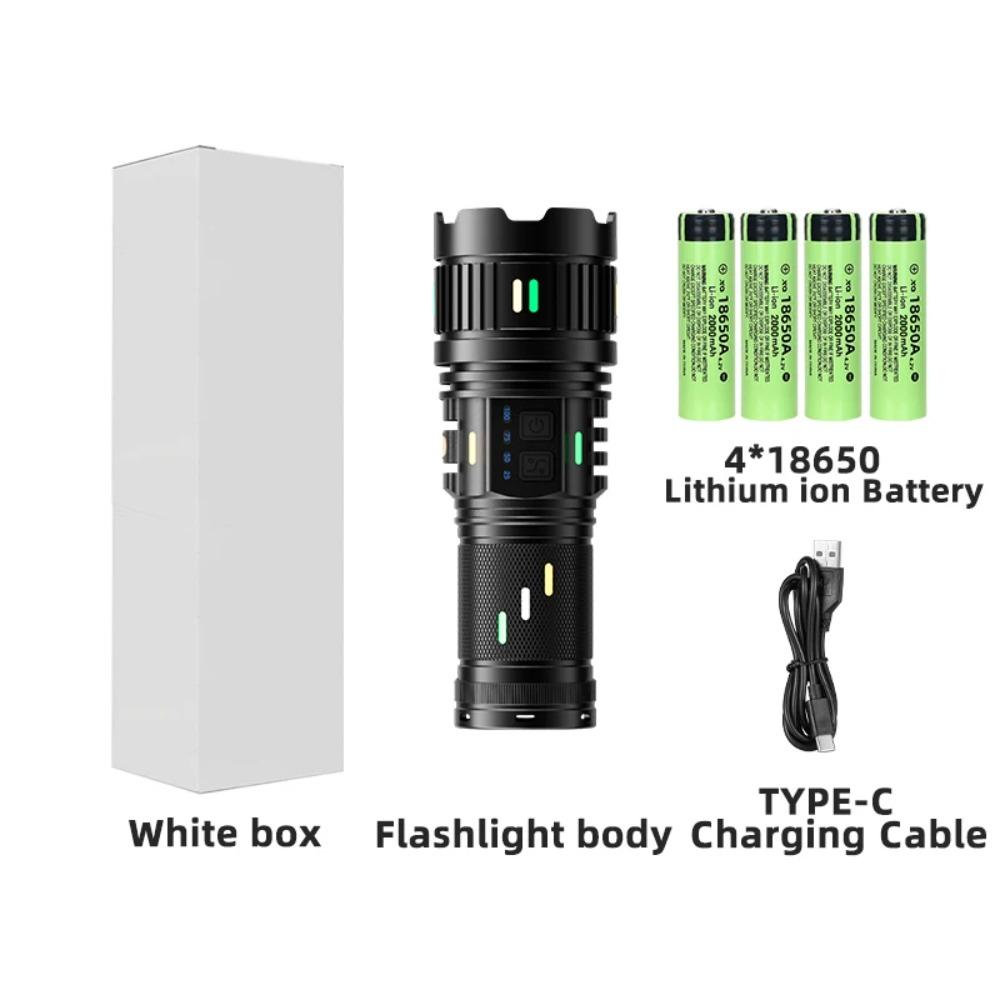 Super Bright White Laser Flashlight Use 4*181350Battery Rechargeable Powerful Al Alloy Torch Waterproof Zoom LED Flashlight