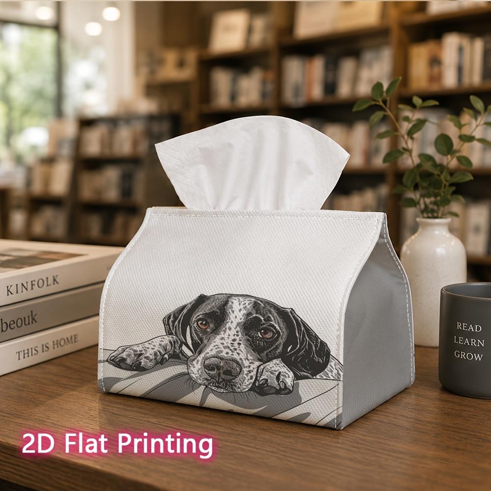 1pc, 2d Flat Printing, Tissue Box Sad Dog Illustration Pattern Printed Tissue Box, Suitable for Vacation Home Decoration, Kitchen, Living Room, Car Ho