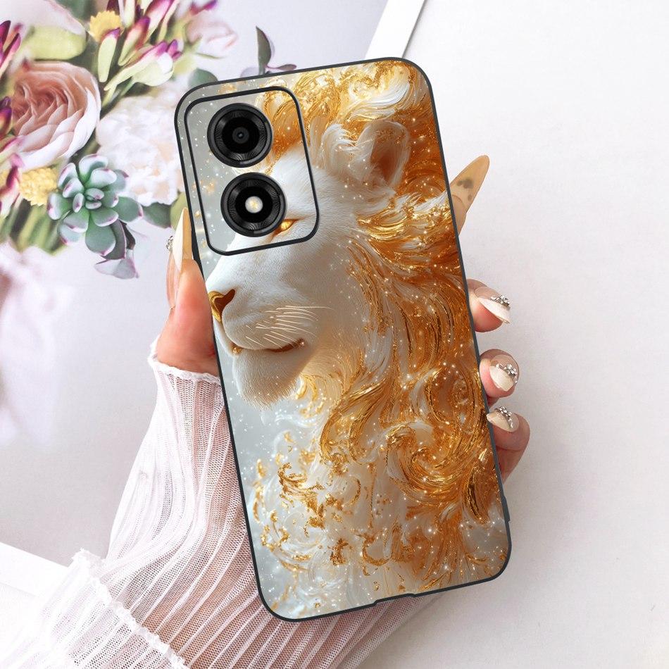 Pour Motorola Moto E14 Coque de téléphone motif Dragon Tigre Cool Pour Moto E14 Pare-chocs Souples en Silicone Noir