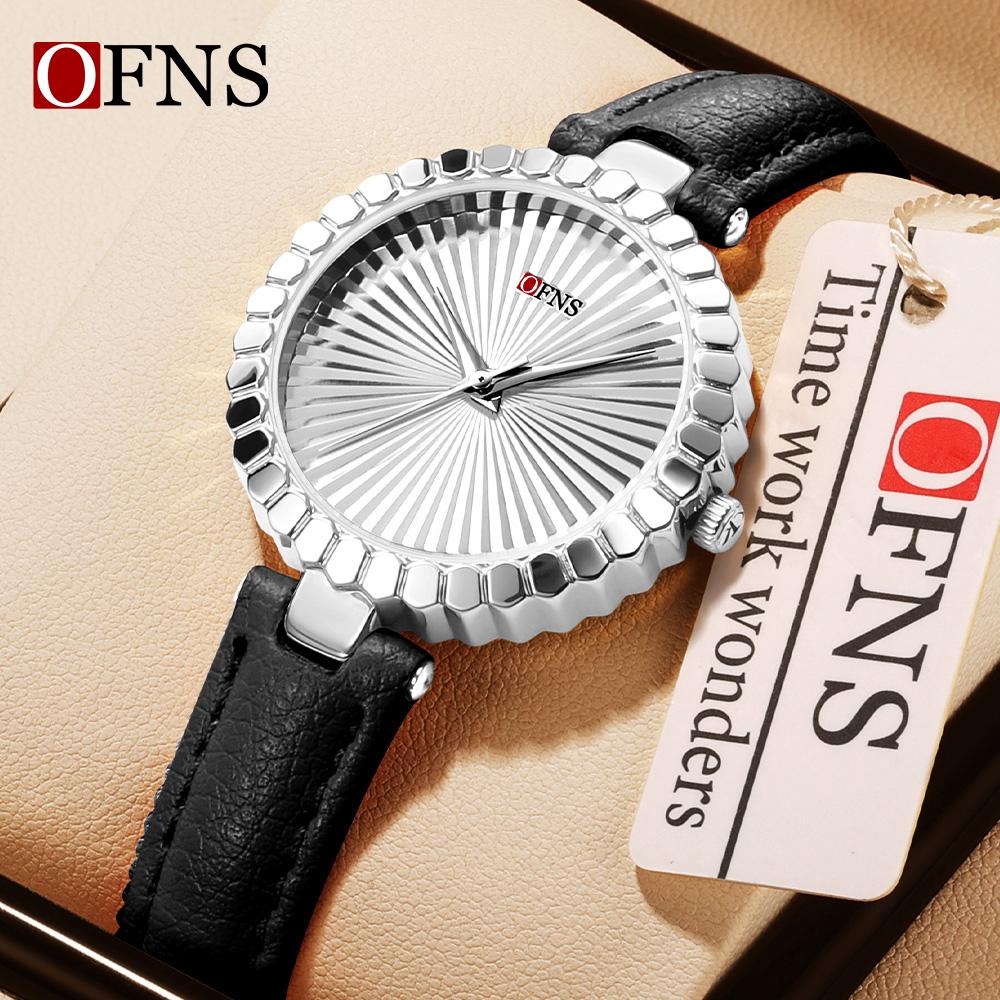Ofns 1643 Brand Original Classic New Watches Fashion Women Quartz Movement Watch Geometric Dial Mesh Leather Belt Wristwatches