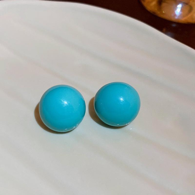 French fresh blue geometric flower resin earrings light luxury stud earrings personality temperament earrings women