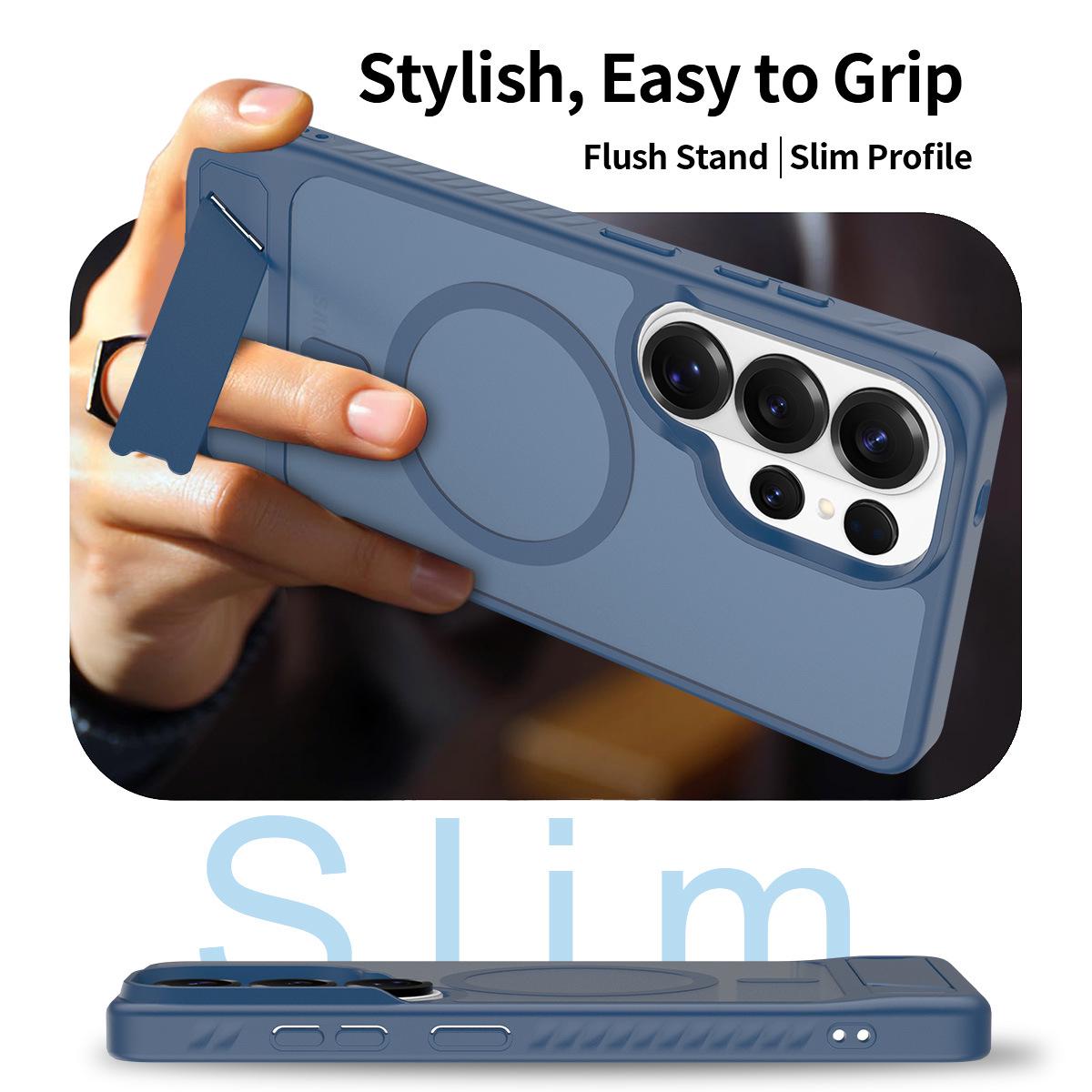 Samsung S26 Ultra Drop-Proof Magnetic Stand 45° Heat Dissipation Phone Case S23 Ultra Short Magnetic чёрный