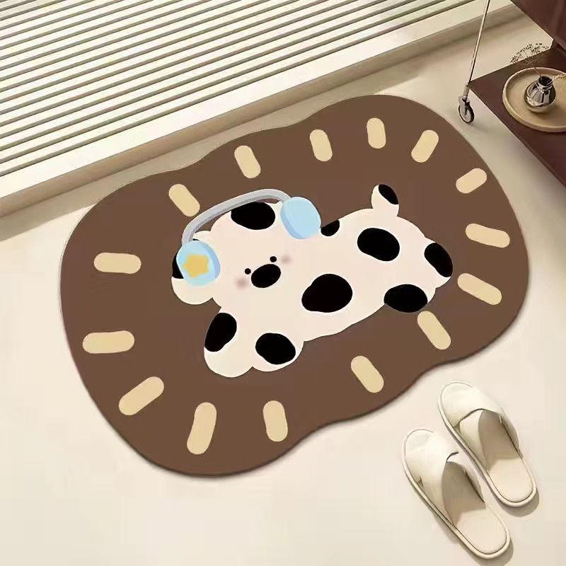 Kieselgur Saugmatte niedliche Cartoon Fußmatte rutschfest Toilette schnelltrocknend Badezimmer Badezimmer Badezimmer Toilettenmatte Fußpolster 40X60cm 15.7X23.6in