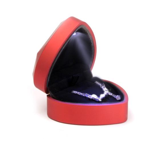 

Heart LED Light Engagement Ring Bracelet Holder Jewelry Display Box Storage Case красный