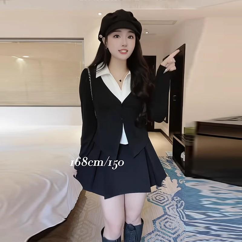 Plus Size Women s High Waist A-line Black Autumn Suit Skirt XS