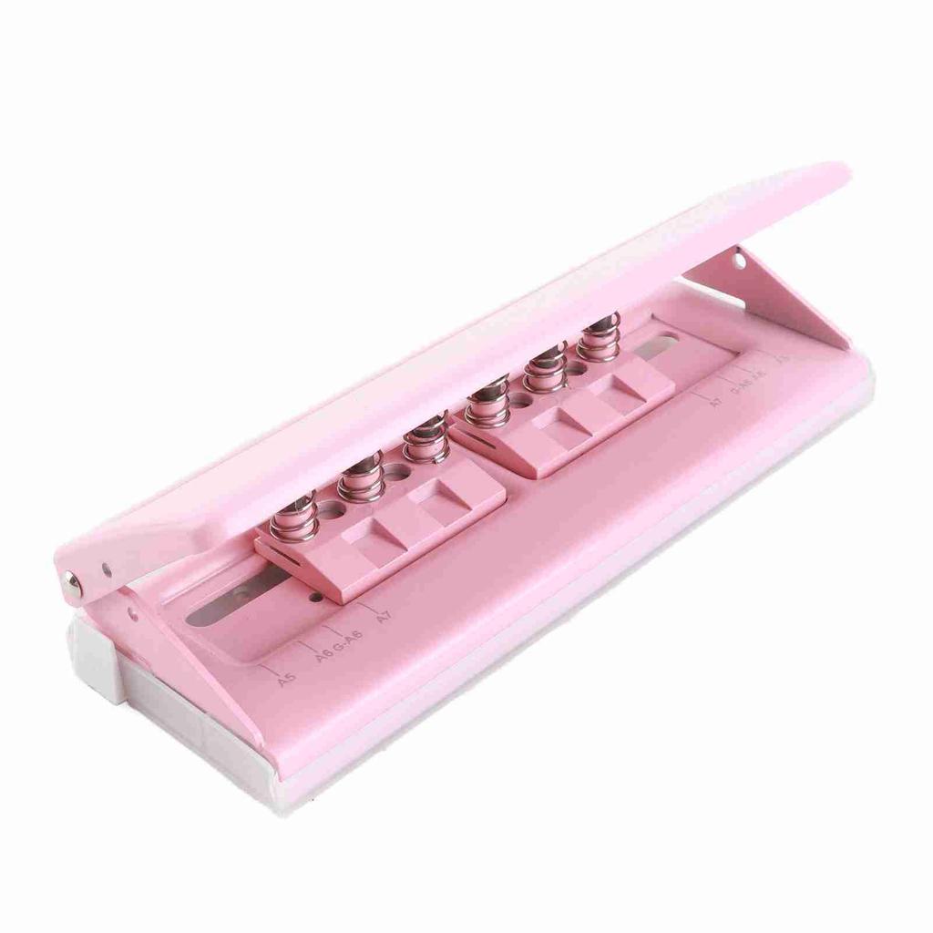 6 Hole Punch Pink Anti Slip Metal Structure Adjustable 6 Hole Spacing Paper Binding Planner Inserts Hole Punch