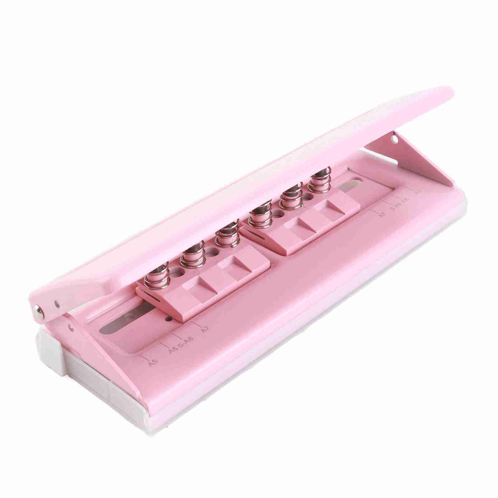 

6 Hole Punch Pink Anti Slip Metal Structure Adjustable 6 Hole Spacing Paper Binding Planner Inserts Hole Punch