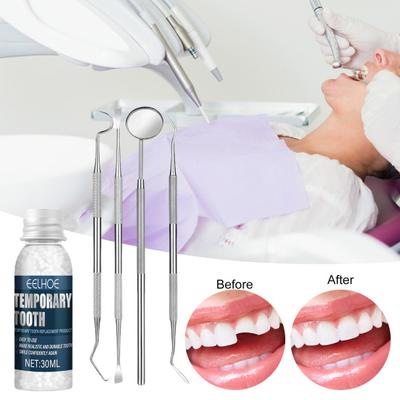 1 set di colla per riparazione dentale plasticità restauro temporaneo prodotto sostitutivo del dente durevole antideformato fornitura unisex