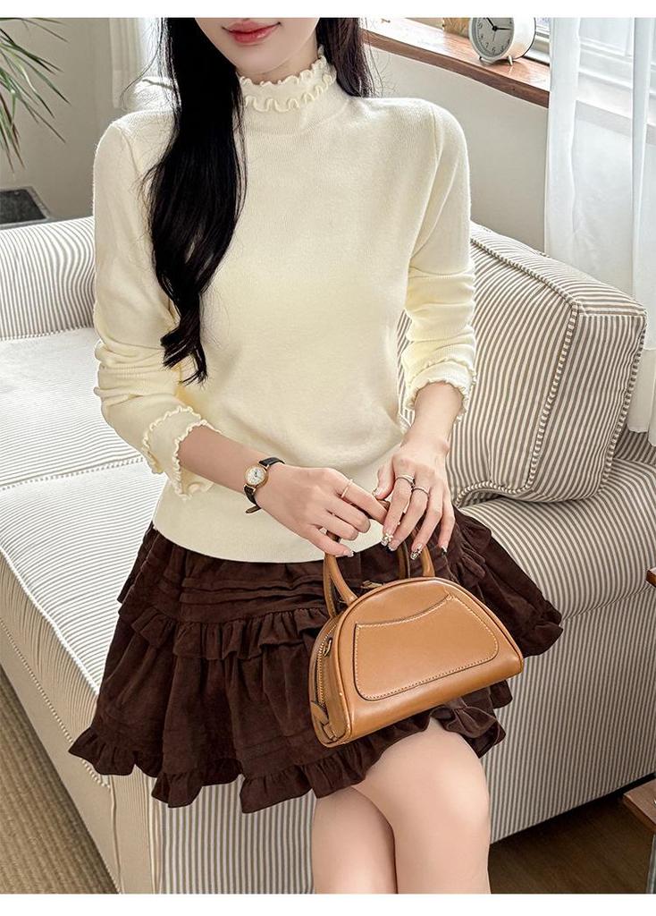 2026 Autumn/Winter Korean Style Thick Knit High Neck Black Long Sleeve Women's Sweater