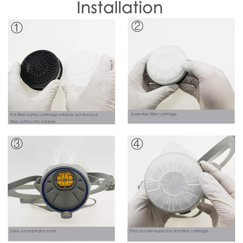 Half Face Respirator Mask with 1 Filter Set, Reusable Silicone Gas Mask for Spray Paint, Dust & Organic Vapor
