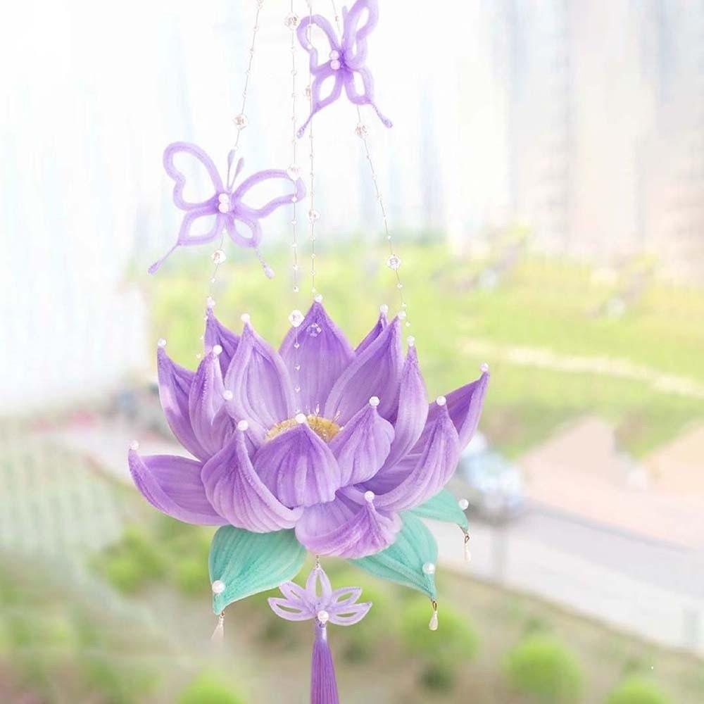 Handmade Flower Lamp Glowing Handheld Light Chinese Lantern Lotus Lantern  Kids Craft