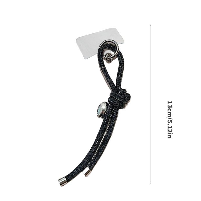 Fashionable Heart and Knots Bag Charm Keyring Portable Sturdy Rhinestones Key Accessory for Ladies and Trendy Women