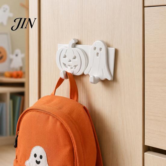 Door And Tile Hook Pumpkin Ghost Key Hook, 3D Printed Halloween Wall Decor, Cute Hooks Self Adhesive Holder, No Drill Hanging Relief